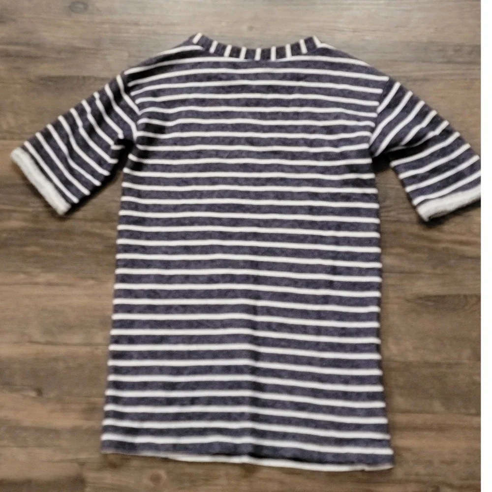 Gymboree Girls Navy White Striped T-Shirt‎ Dress Size 8 Sequin Fun Patches Heart